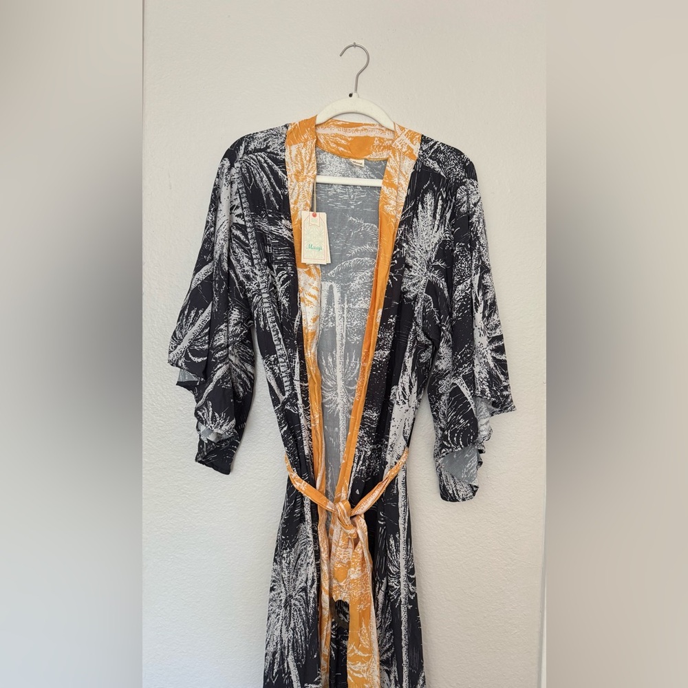 Maaji Black & Yellow Tropical Print Maxi Swim Coverup NWT - Picture 6 of 9
